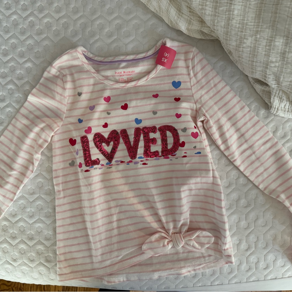 Isaac Mizrahi Pink Striped Shirt with Heart Design